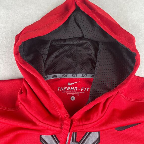 Nike Therma-Fit Hoodie Men‎ L Red Manny Pacquiao Logo Pullover Boxing Sweatshirt - Picture 3 of 10